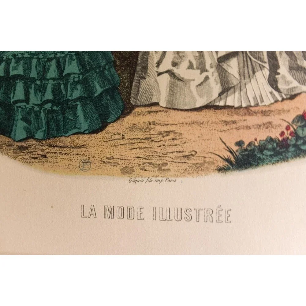 Antique French Fashion Plate Lot of 5, La Mode Illustrée 1870s, Anaïs Toudouze